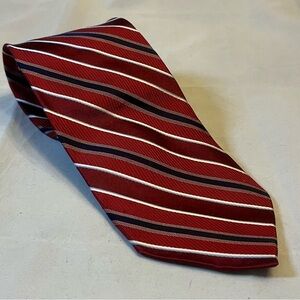 Jos. A. Bank Red Striped Tie with White and Navy Accents